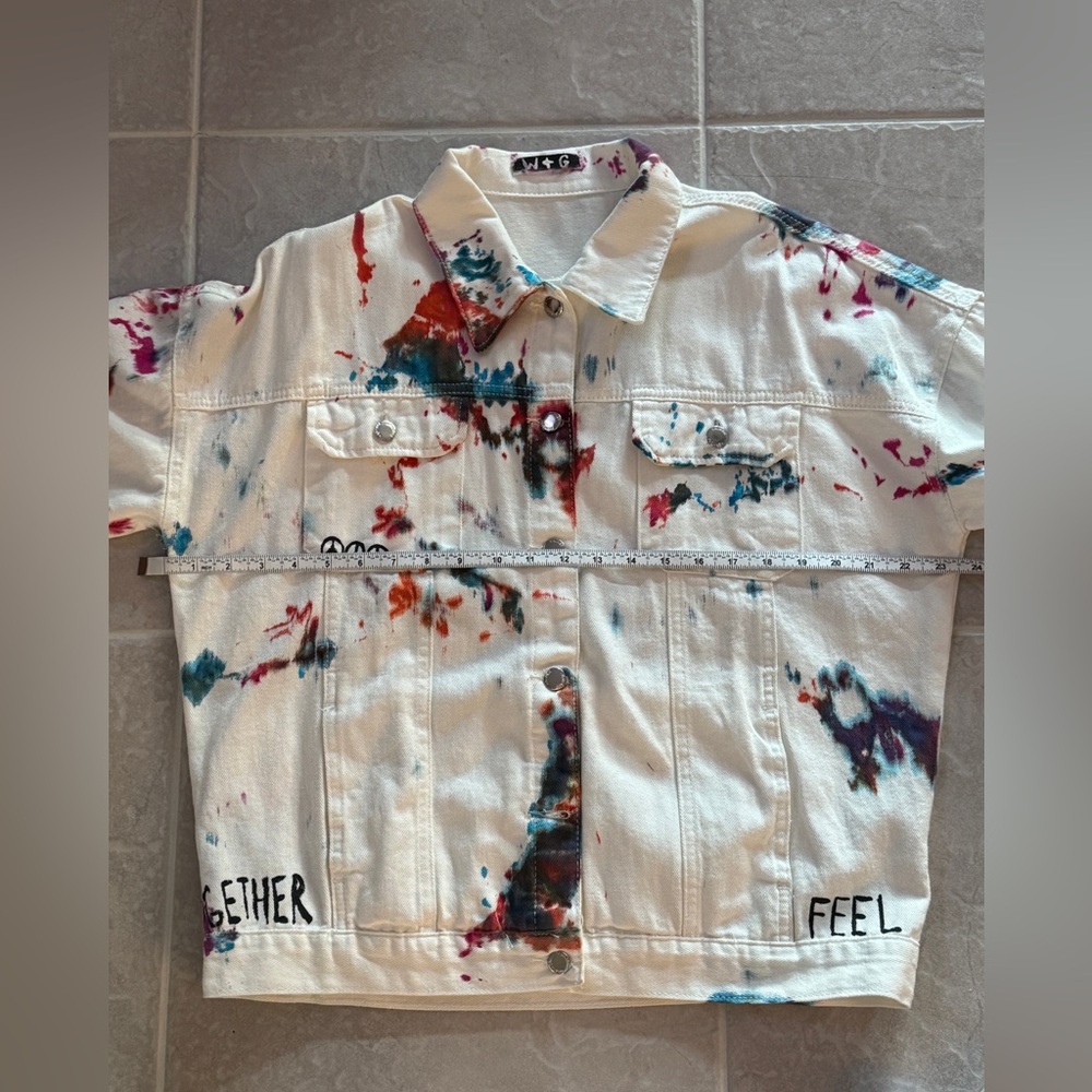 *NWOT* - WREN & GLORY COLORFUL SPLATTER DENIM JACKET - Picture 10 of 12